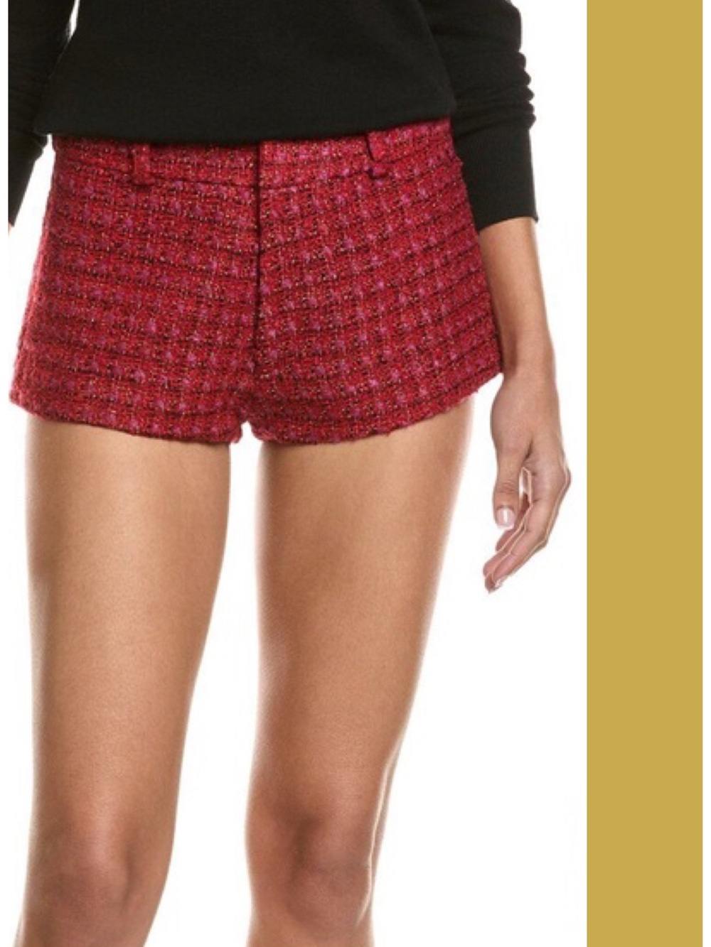 Amanda Uprichard Caresse Wool-Blend Short in Red Durham Tweed Size L NWT